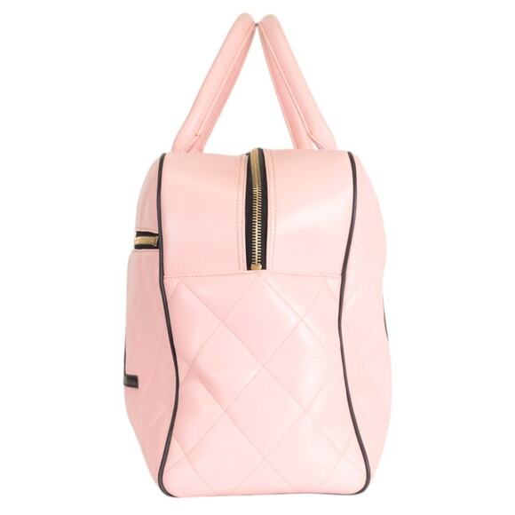 Chanel Pink Quilted Duffle Bag Large Calfskin Leather Vintage Rare XL CC Travel - Picture 3 of 15